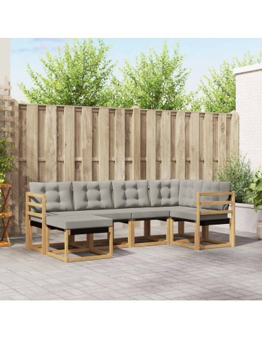 Set di divani da esterno 6 pcs Bianco e Grigio Chiaro
