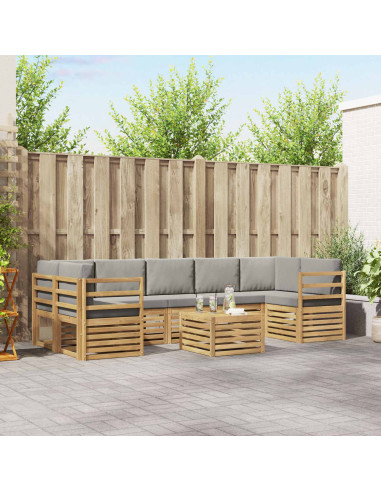Set di divani da esterno 8 pcs Bianco e Grigio Chiaro