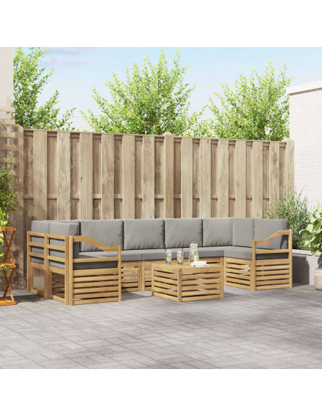 Set di divani da esterno 8 pcs Bianco e Grigio Chiaro