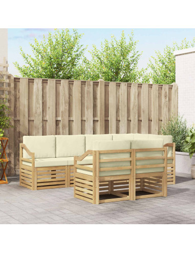 Set divano sezionale con cuscino 7 pcs Bianco e Crema