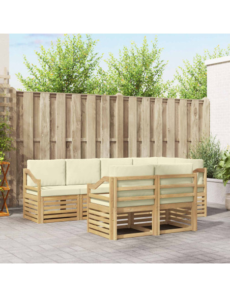Set divano sezionale con cuscino 7 pcs Bianco e Crema