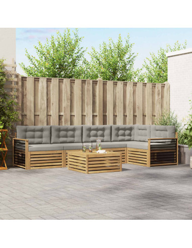 Set di divani da esterno 6 pcs Bianco e Grigio Chiaro