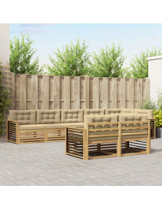 Set di divani da esterno 8 pcs Bianco e Beige Poliestere
