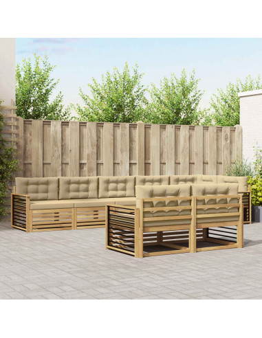 Set di divani da esterno 8 pcs Bianco e Beige Poliestere