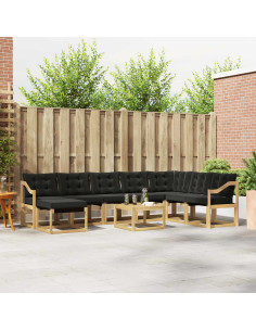 Set di divani da esterno con cuscino 9 pcs Bianco e Nero