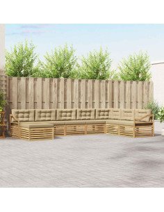 Set di divani da esterno 8 pcs Bianco e Beige Poliestere