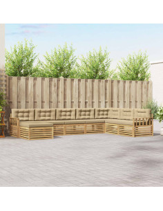 Set di divani da esterno con cuscino 8 pcs Bianco e Beige