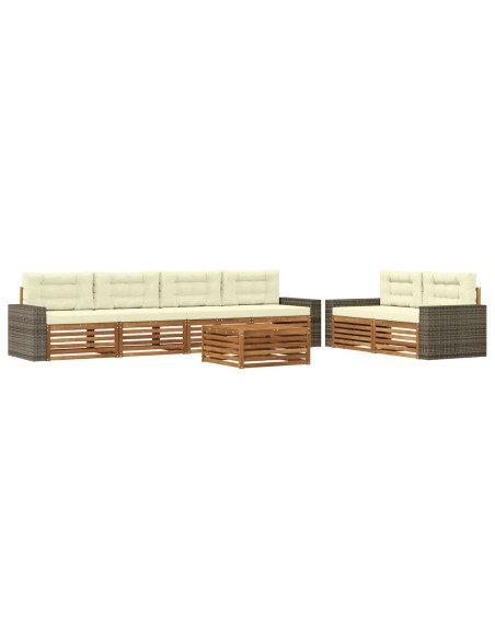 Set di divani da esterno 7 pcs Naturale e Crema Poliestere