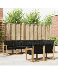 Set di divani da esterno con cuscino 8 pcs Bianco e Nero