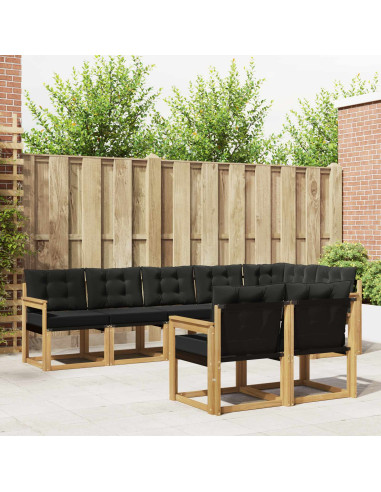 Set di divani da esterno con cuscino 8 pcs Bianco e Nero