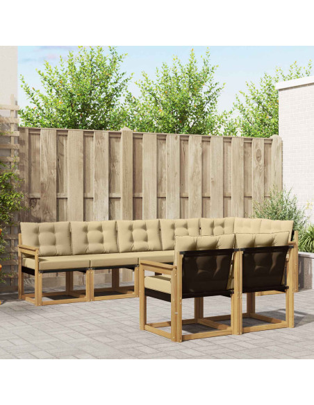 Set di divani da esterno con cuscino 8 pcs Bianco e Beige