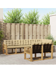 Set di divani da esterno con cuscino 8 pcs Bianco e Beige