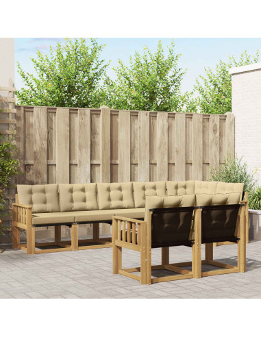 Set di divani da esterno con cuscino 8 pcs Bianco e Beige