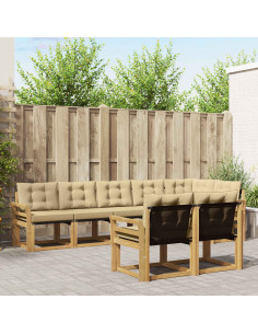 Set di divani da esterno con cuscino 8 pcs Bianco e Beige