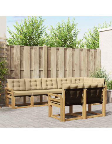 Set di divani da esterno con cuscino 8 pcs Bianco e Beige