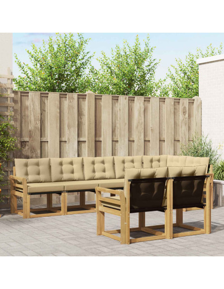 Set di divani da esterno con cuscino 8 pcs Bianco e Beige