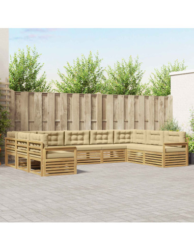 Set di divani da esterno con cuscino 9 pcs Bianco e Beige