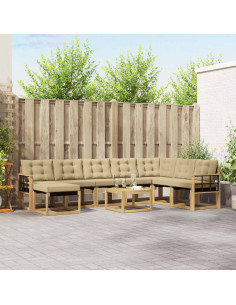 Set di divani da esterno con cuscino 9 pcs Bianco e Beige