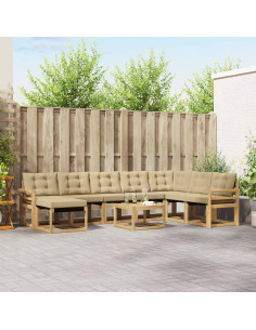 Set di divani da esterno con cuscino 9 pcs Bianco e Beige