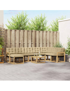 Set di divani da esterno con cuscino 9 pcs Bianco e Beige