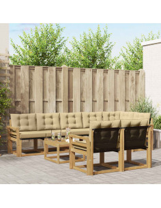 Set di divani da esterno con cuscino 9 pcs Bianco e Beige