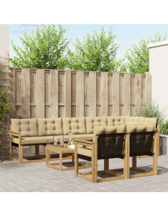 Set di divani da esterno con cuscino 9 pcs Bianco e Beige