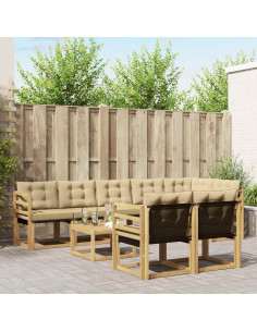 Set di divani da esterno con cuscino 9 pcs Bianco e Beige