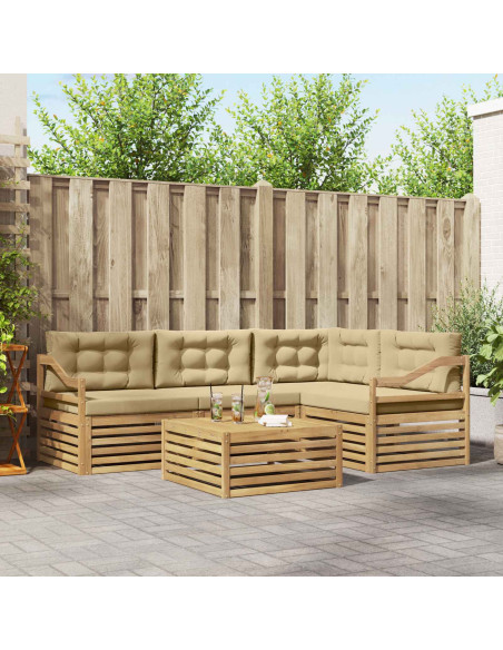 Set di divani da esterno 5 pcs Bianco e Beige Poliestere