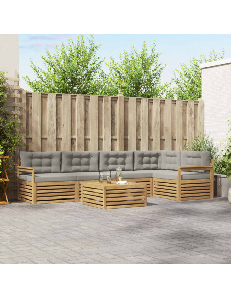 Set di divani da esterno 6 pcs Bianco e Grigio Chiaro