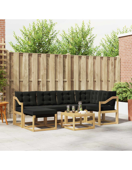 Set di divani da esterno con cuscino 7 pcs Bianco e Nero