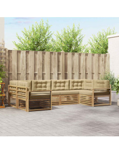 Set di divani da esterno con cuscino 6 pcs Bianco e Beige