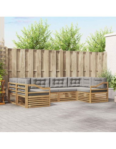Set di divani da esterno 6 pcs Bianco e Grigio Chiaro