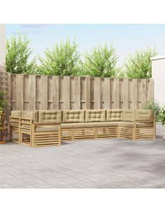 Set di divani da esterno con cuscino 7 pcs Bianco e Beige