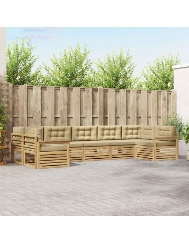 Set di divani da esterno con cuscino 7 pcs Bianco e Beige