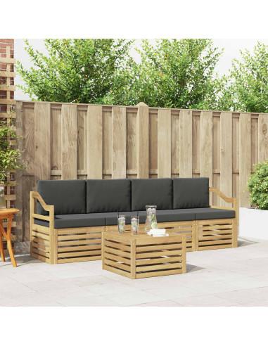 Set di divani da esterno 5 pcs Bianco e Antracite Poliestere