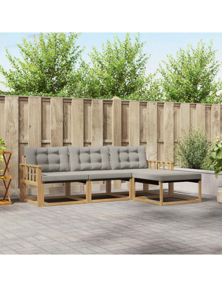 Set di divani da esterno 4 pcs Bianco e Grigio Chiaro