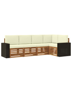 Set divano sezionale con cuscino 5 pcs Naturale e Crema
