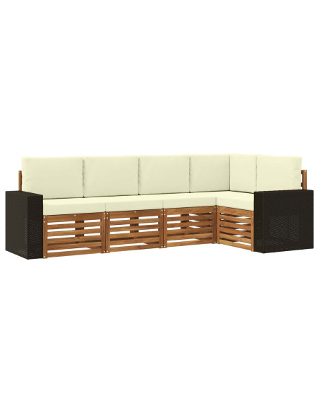 Set divano sezionale con cuscino 5 pcs Naturale e Crema