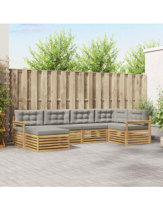 Set di divani da esterno 6 pcs Bianco e Grigio Chiaro