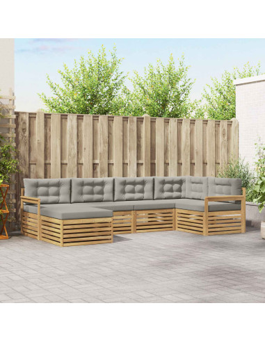 Set di divani da esterno 6 pcs Bianco e Grigio Chiaro