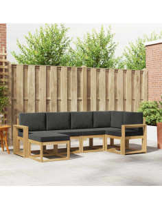 Set di divani da esterno 6 pcs Bianco e Antracite Poliestere