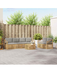 Set di divani da esterno 7 pcs Bianco e Grigio Chiaro
