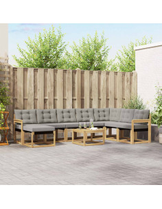 Set di divani da esterno 9 pcs Bianco e Grigio Chiaro