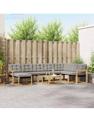 Set di divani da esterno 9 pcs Bianco e Grigio Chiaro