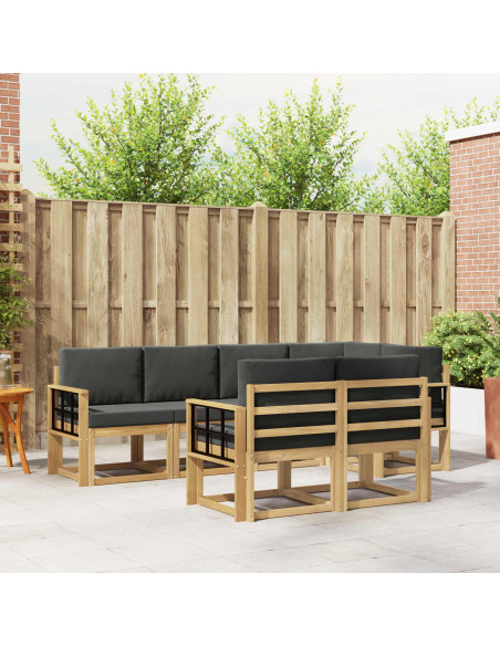 Set di divani da esterno 7 pcs Bianco e Antracite Poliestere