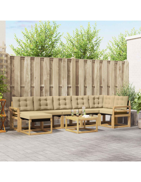 Set di divani da esterno con cuscino 8 pcs Bianco e Beige
