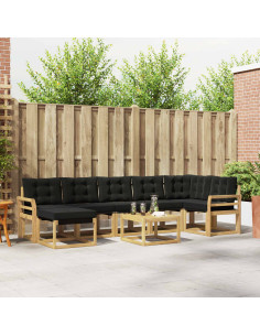 Set di divani da esterno con cuscino 8 pcs Bianco e Nero