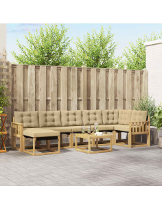 Set di divani da esterno con cuscino 8 pcs Bianco e Beige