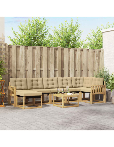 Set di divani da esterno con cuscino 8 pcs Bianco e Beige