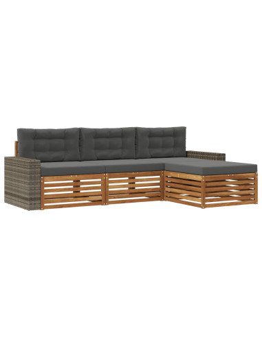 Set di divani da esterno 4 pcs Naturale e Antracite Poliestere